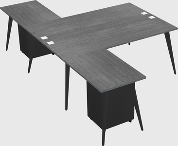 Shared l-shaped office desk system