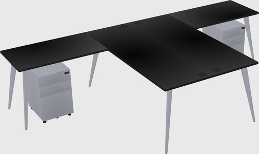Shared l-shaped office desk system