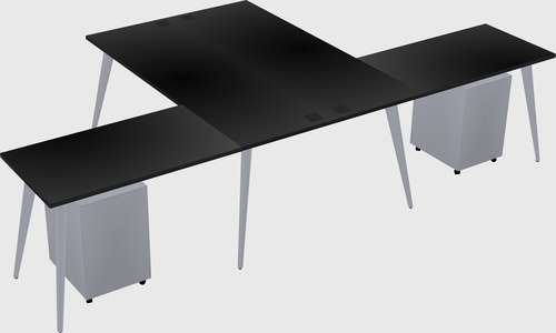 Shared l-shaped office desk system