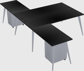 Shared l-shaped office desk system