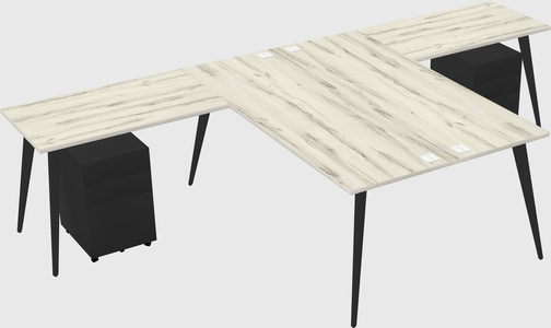 Shared l-shaped office desk system