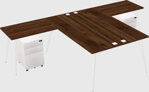 Shared l-shaped office desk system