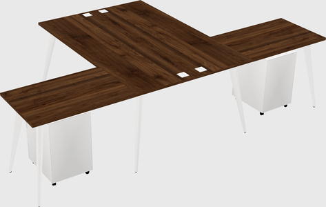 Shared l-shaped office desk system
