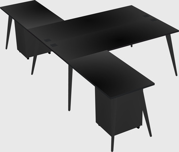 Shared l-shaped office desk system