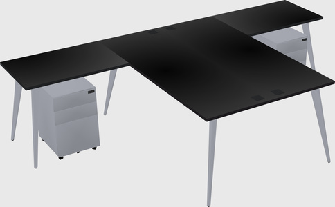 Shared l-shaped office desk system