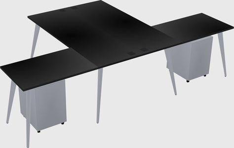 Shared l-shaped office desk system