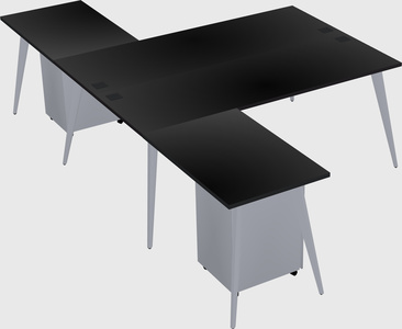 Shared l-shaped office desk system