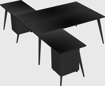 Shared l-shaped office desk system