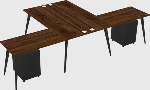 Shared l-shaped office desk system