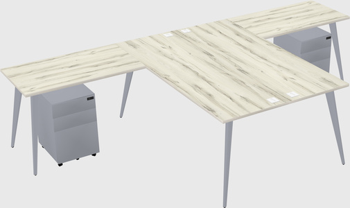 Shared l-shaped office desk system