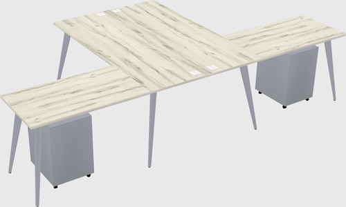 Shared l-shaped office desk system