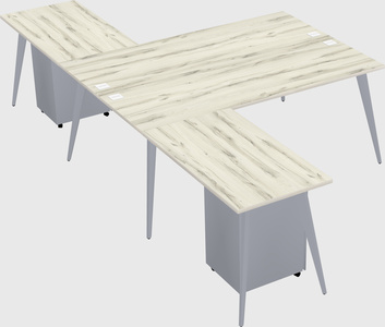 Shared l-shaped office desk system