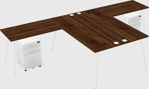 Shared l-shaped office desk system