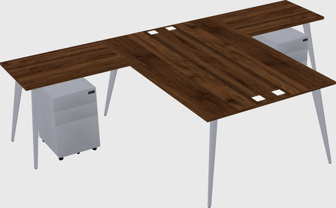 Shared l-shaped office desk system