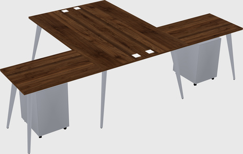 Shared l-shaped office desk system