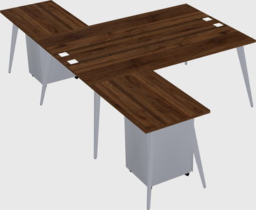 Shared l-shaped office desk system