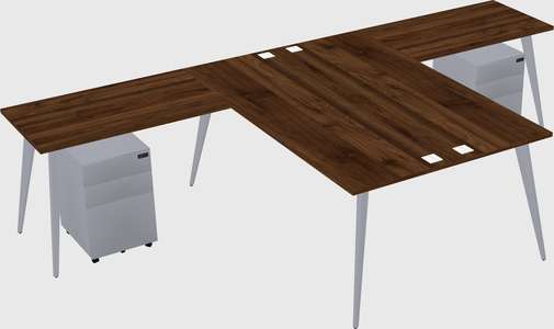 Shared l-shaped office desk system