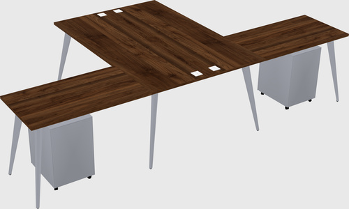 Shared l-shaped office desk system