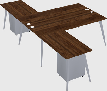 Shared l-shaped office desk system