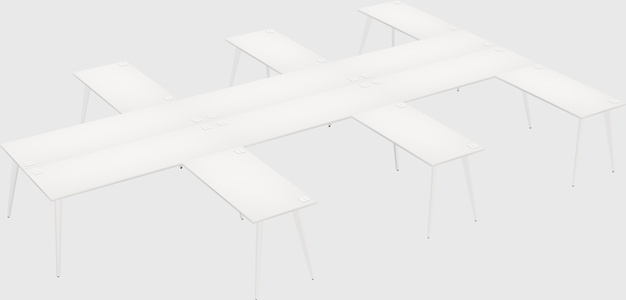 Shared l-shaped office desk system