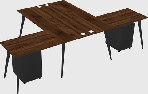 Shared l-shaped office desk system
