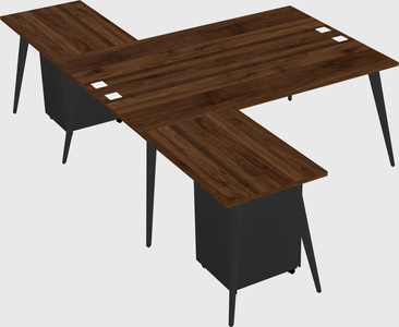 Shared l-shaped office desk system