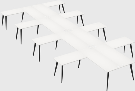 Shared l-shaped office desk system