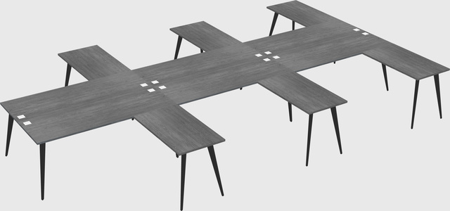 Shared l-shaped office desk system