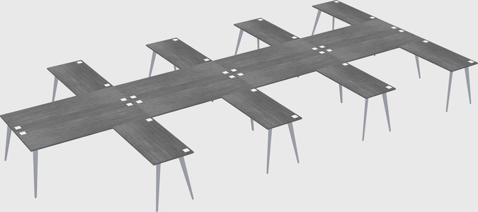 Shared l-shaped office desk system