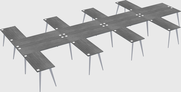 Shared l-shaped office desk system