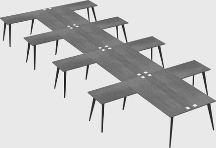 Shared l-shaped office desk system