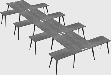 Shared l-shaped office desk system