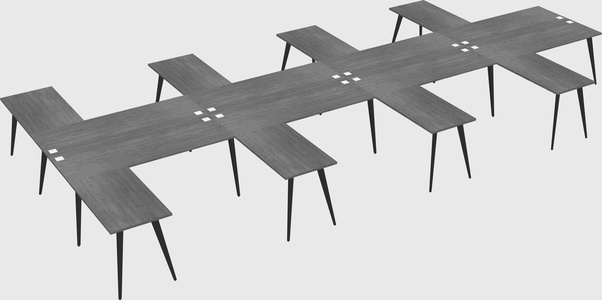 Shared l-shaped office desk system