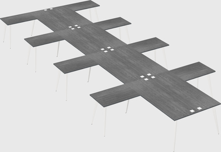 Shared l-shaped office desk system