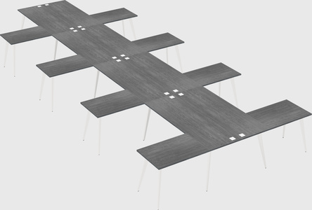 Shared l-shaped office desk system