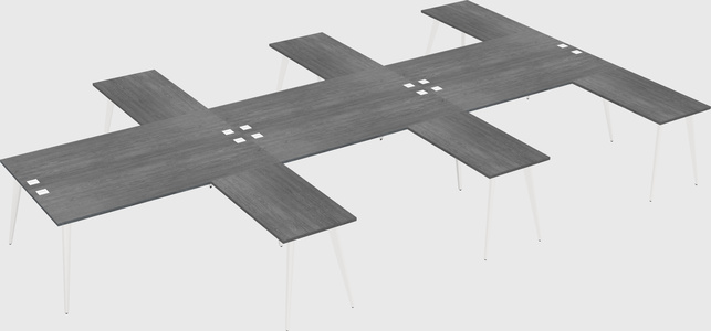Shared l-shaped office desk system