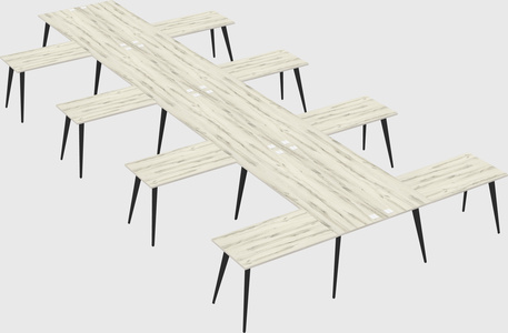 Shared l-shaped office desk system