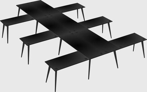 Shared l-shaped office desk system