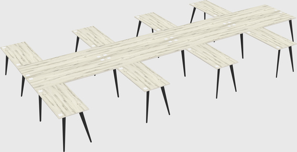 Shared l-shaped office desk system