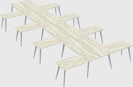 Shared l-shaped office desk system