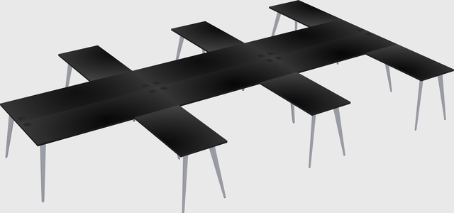 Shared l-shaped office desk system