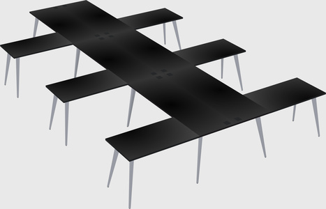 Shared l-shaped office desk system