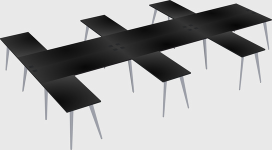 Shared l-shaped office desk system
