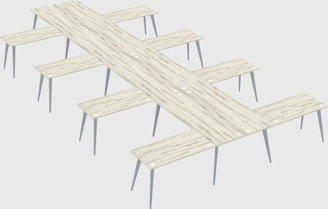 Shared l-shaped office desk system
