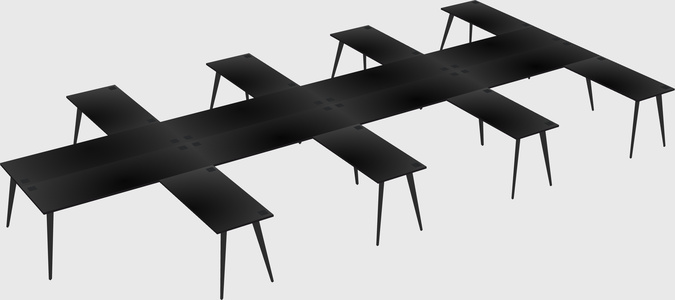 Shared l-shaped office desk system