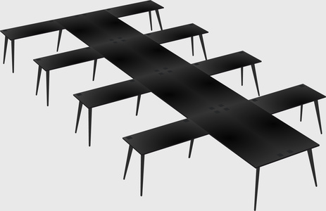 Shared l-shaped office desk system