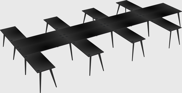 Shared l-shaped office desk system