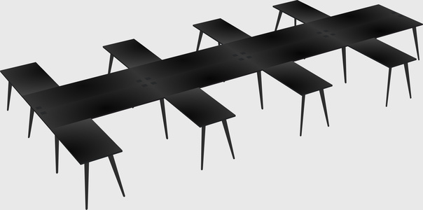 Shared l-shaped office desk system
