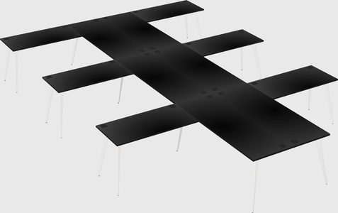 Shared l-shaped office desk system