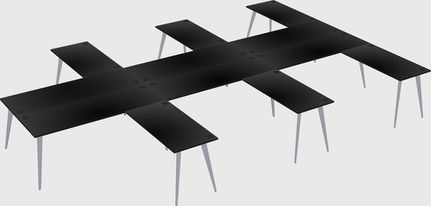 Shared l-shaped office desk system